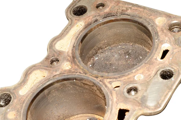 Closeup Shot Rusty Weathered Cylinder Piston Isolated White — Stock Photo, Image