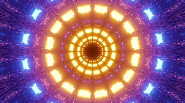 Een Abstracte Geïllustreerde Caleidoscoop Achtergrond Met Neon Lichten — Stockfoto