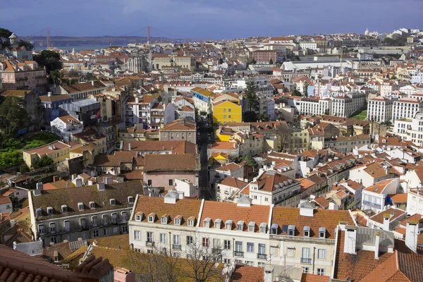 Eine Luftaufnahme Des Stadtbildes Von Lissabon Portugal — Stockfoto