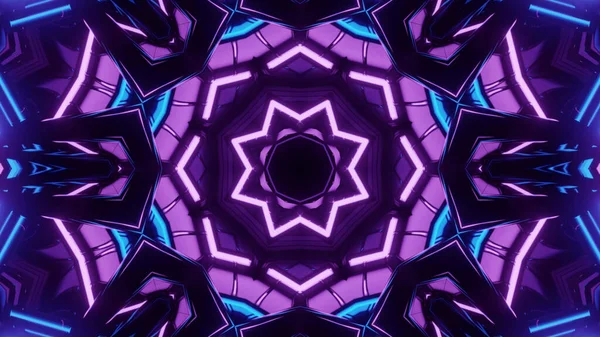 Vibrant Cool Kaleidoscopic Illustration Bright Purple Black Blue Colors — Stock Photo, Image