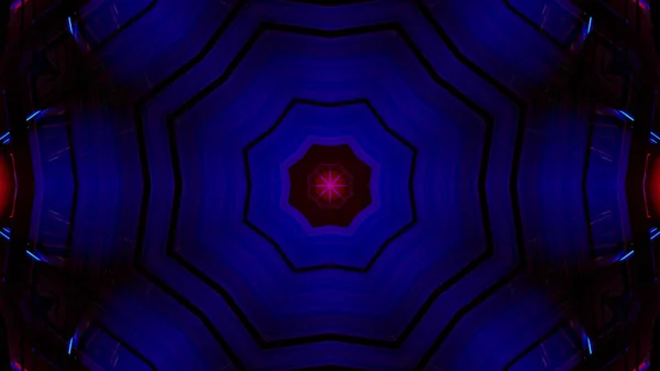 Egy Élénk Hűvös Kaleidoszkópos Illusztráció Fekete Kék Színekben — Stock Fotó