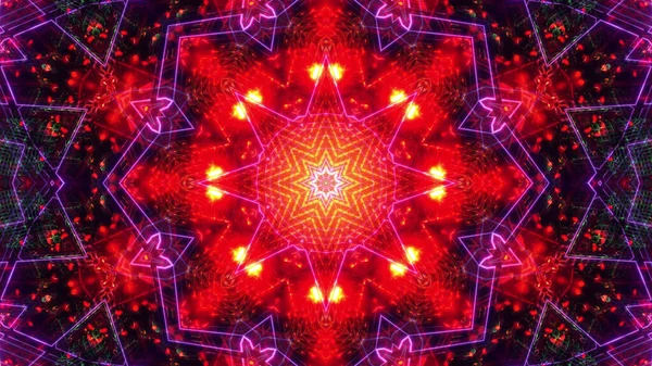 Uma Ilustração Caleidoscópica Vibrante Cores Vermelho Brilhante Roxo — Fotografia de Stock