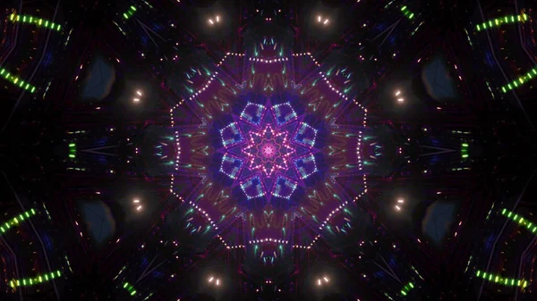 Vibrant Cool Kaleidoscopic Illustration Purple Green Black Colors — Stock Photo, Image