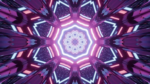 Eine Lebhafte Kühle Kaleidoskopische Illustration Leuchtenden Violetten Weißen Und Blauen — Stockfoto