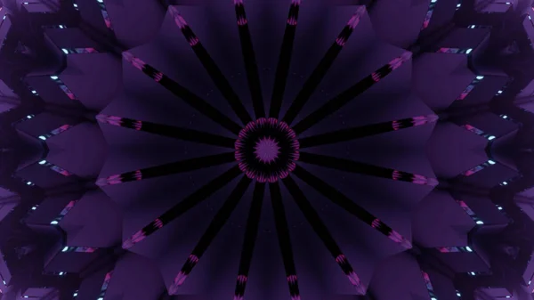 一个充满活力的冷万花筒插图在黑暗的紫色和黑色的颜色 — 图库照片