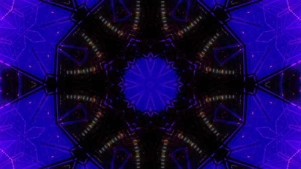 Vibrant Kaleidoscopic Illustration Dark Blue Black Colors — Stock Photo, Image