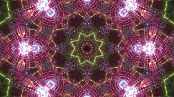 Élénk Kaleidoszkópos Illusztráció Élénk Zöld Lila Színekben — Stock Fotó