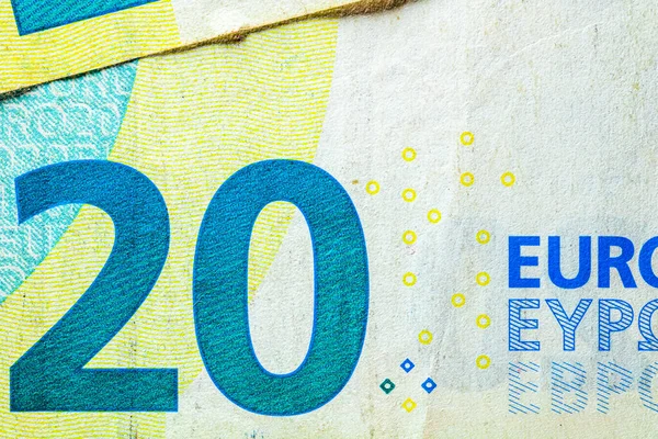 Detailní Záběr Detailů Euro Bankovek — Stock fotografie