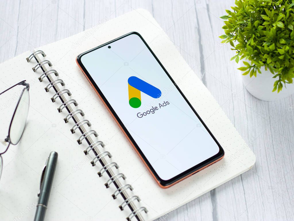 DIBRUGARH, INDIA - May 22, 2021: Google Ads logo on phone screen;.