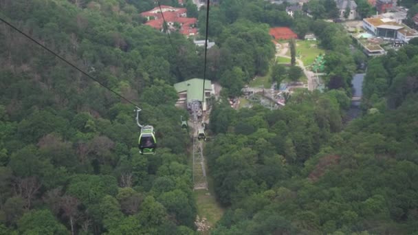 Kabeljauw Seilbahnen Thale Erlebniswelt Het Harzgebergte Boven Bomen — Stockvideo