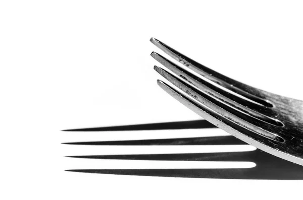 Closeup Fork White Surface Sharp Shado — Stock Photo, Image