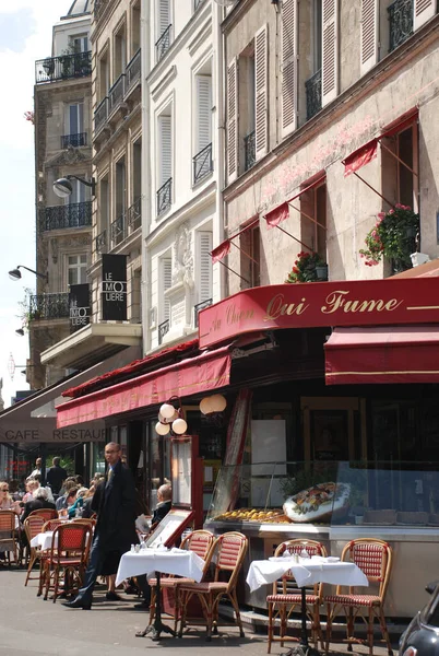 Paris France Apr 2008 People French Cafe Restaurant Street Paris — Stock Photo, Image