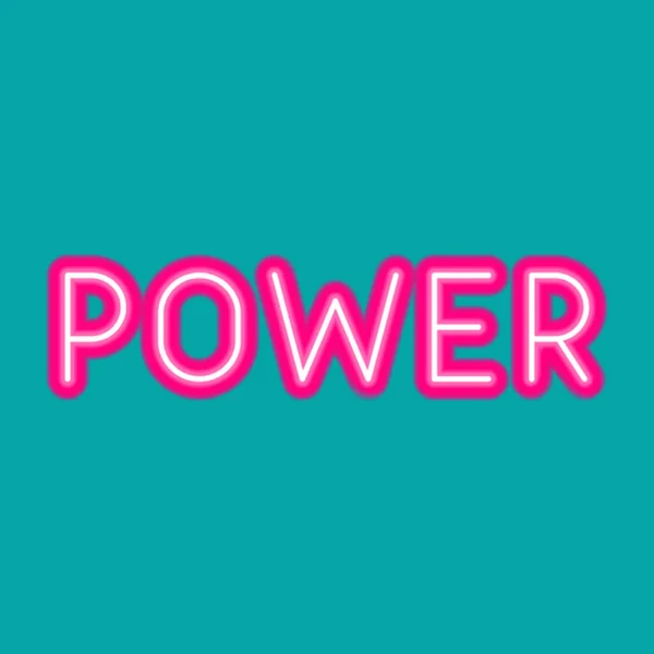 Jasnoturkusowe Tło Neonowym Różowym Napisem Power — Zdjęcie stockowe