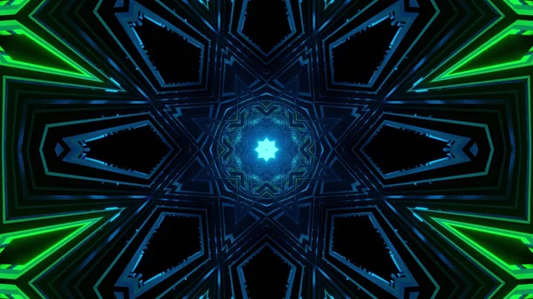 Яскрава Калейдоскопічна Ілюстрація Чорному Синьому Зеленому Кольорах Круто Шпалер Або — стокове фото