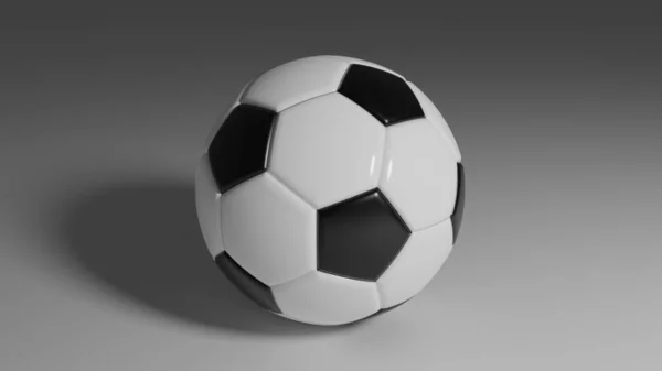 Close Uma Bola Futebol Isolada Fundo Cinza — Fotografia de Stock