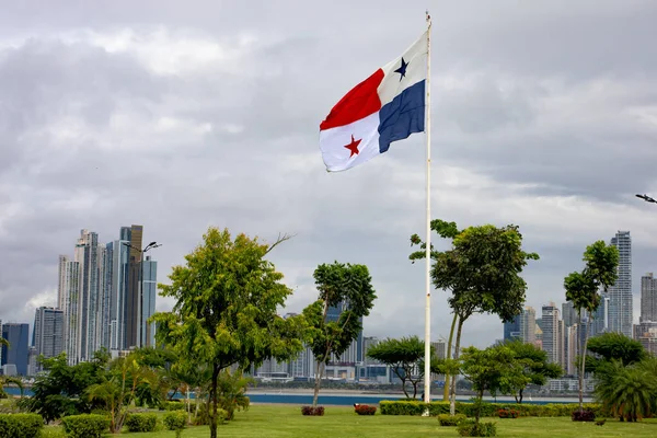 Beautiful View Panama Flag City Background — Stock Photo, Image