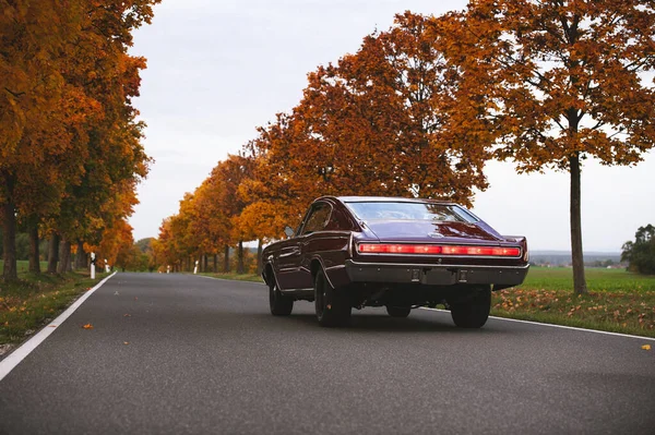 Вінтажний Класичний Автомобіль Дорозі Восени — стокове фото