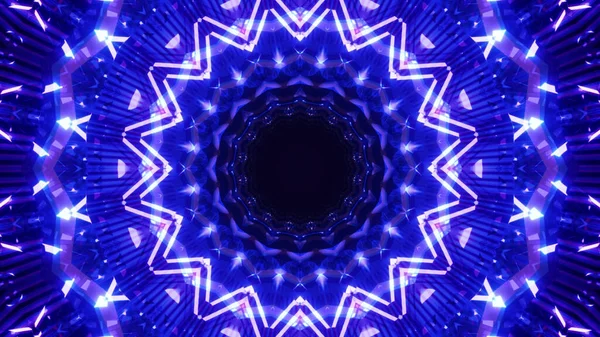 Uma Ilustração Caleidoscópica Vibrante Cores Azuis Brancas Brilhantes — Fotografia de Stock