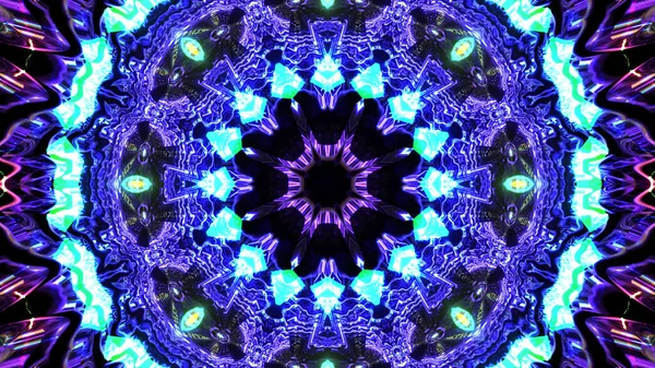 Vibrant Kaleidoscopic Illustration Bright Blue Toned Colors — Stock Photo, Image