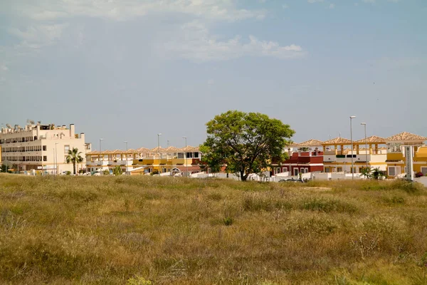 Nahaufnahme Einer Naturlandschaft Mit Einer Stadt Hintergrund Spanien — Stockfoto