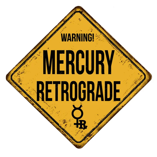 Mercury Retrograde Yazılı Paslı Metal Tabelasının Bir Çizimi — Stok fotoğraf