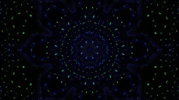 Vibrant Kaleidoscopic Illustration Bright Blue Black Colors — Stock Photo, Image