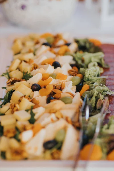 Una Toma Vertical Juego Comida Una Mesa Buffet — Foto de Stock