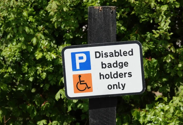 Traffic Sign Displaying Message Disabled Badge Holders Only — Stock Photo, Image