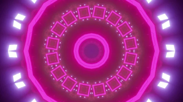 Renderowanie Futurystycznego Korytarza Kalejdoskopu Kierunku Portalu Kolorowymi Światłami Neonowymi — Zdjęcie stockowe