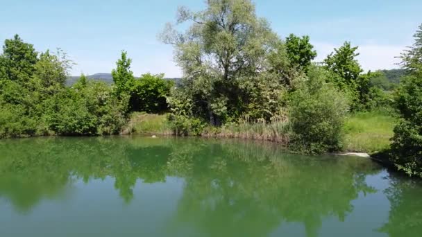 Vídeo Uma Lagoa Calma Livre Dia Ensolarado Com Vento Suave — Vídeo de Stock