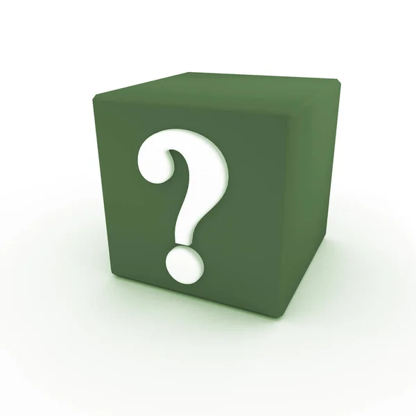 Een Weergave Van Een Groene Kubus Met Een Vraagteken Symbool — Stockfoto