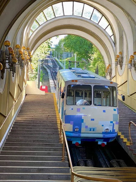 Kyiv Ukraine Maio 2021 Linha Funicular Kyiv Podil Cidade Alta — Fotografia de Stock