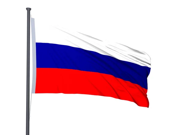 Цифровая Иллюстрация Размахивания Российским Флагом Шесте — стоковое фото