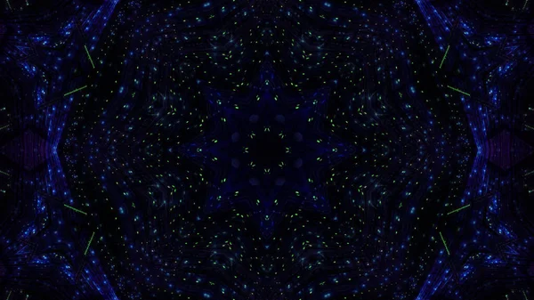Eine Lebhafte Kaleidoskopische Darstellung Leuchtend Blauen Und Schwarzen Farben — Stockfoto