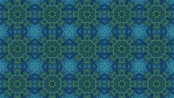 Padrão Sem Costura Ilustração Caleidoscópica Vibrante Cores Azul Escuro Verde — Fotografia de Stock