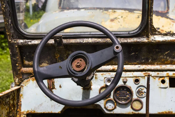 Руль Старинного Винтажного Автомобиля Грузии — стоковое фото