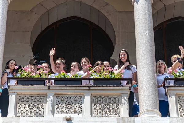 Sarajevo Bosnia Herzegovina Junio 2021 Equipo Baloncesto Femenino Saluda Los — Foto de Stock