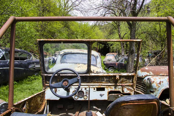 Georgia Eski Bir Arabanın Direksiyonu — Stok fotoğraf