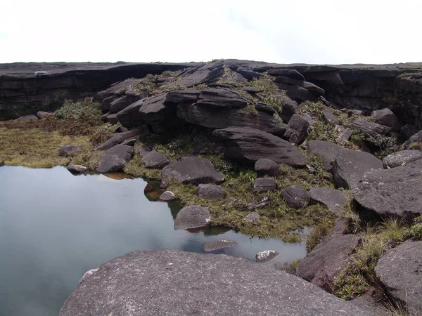 Många Stora Stenarna Nära Vattnet Klättervägen Till Mount Roraima Venezuela — Stockfoto