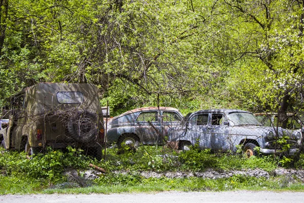 Wiele Starych Zabytkowych Samochodów Parku — Zdjęcie stockowe