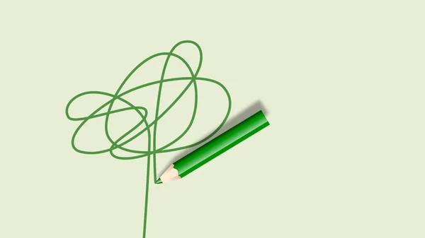 Иллюстрация Зеленых Случайных Каракулей Зеленого Карандаша Белом Фоне — стоковое фото