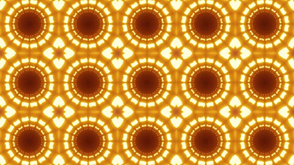 オレンジ色のネオンが輝くポータルに向かってシームレスな万華鏡の廊下の3Dレンダリング — ストック写真