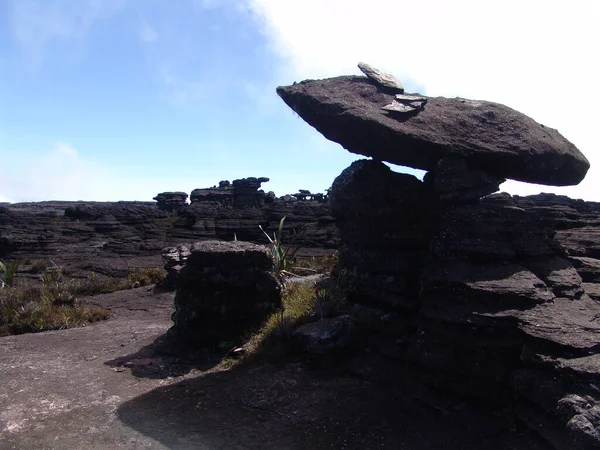 Plan Vertical Formations Rocheuses Sur Sentier Escalade Mont Roraima Venezuela — Photo