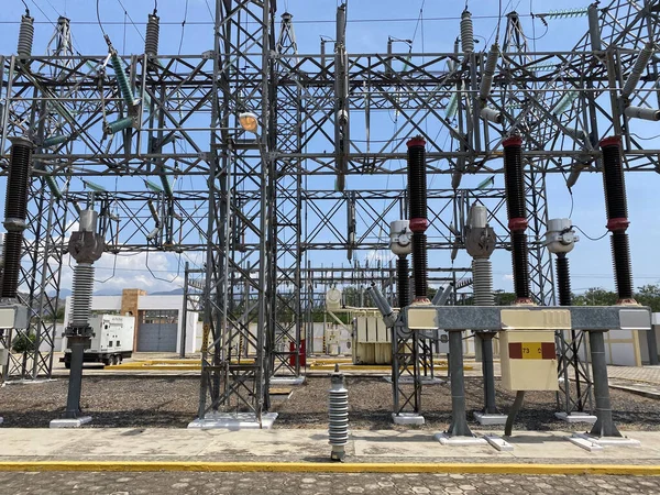 General View High Voltage Electric Substation — Stock Photo, Image