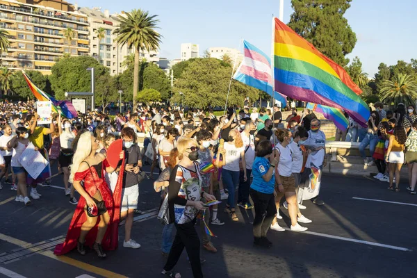 Валенция Испания Июня 2021 Гей Гордость Валенсия 2021 Люди Празднуют — стоковое фото