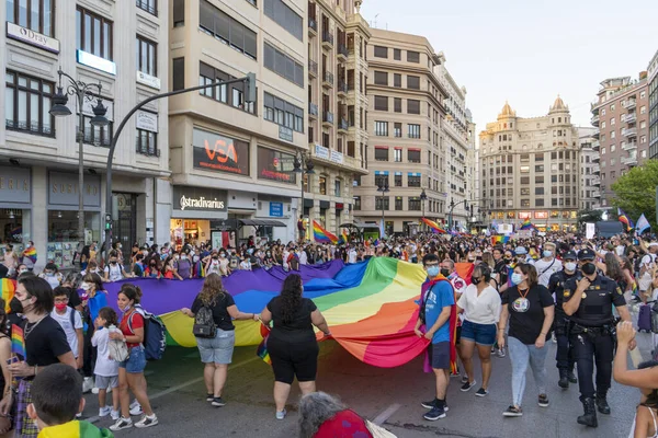 Valencia Hiszpania Cze 2021 Duma Gejów Walencja 2021 Ludzie Świętują — Zdjęcie stockowe