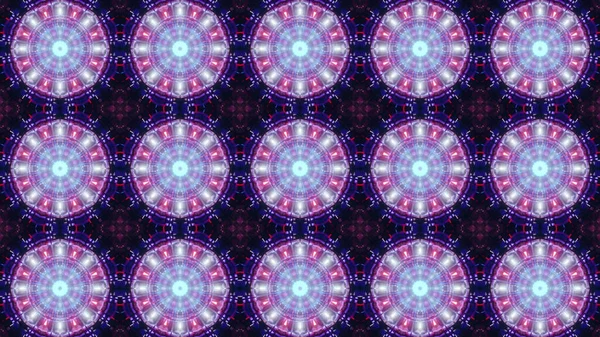 紫のネオンが輝くポータルに向かってシームレスな万華鏡の廊下の3Dレンダリング — ストック写真
