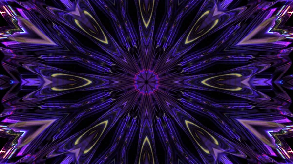 Abstract Illustration Glowing Blue Purple Kaleidoscope Patterns Black Backgrou — Stock Photo, Image