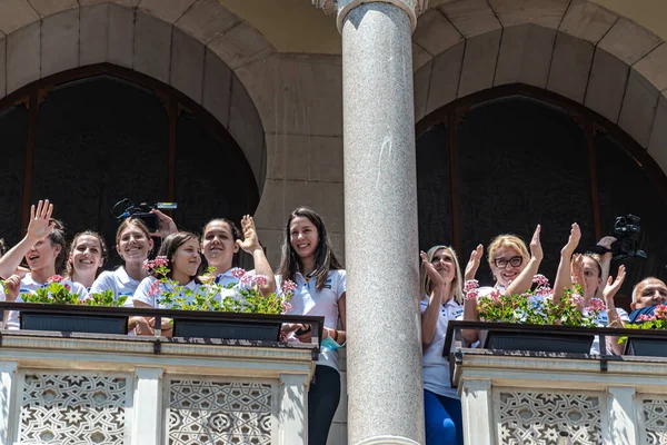 Sarajevo Bosnia Herzegovina Junio 2021 Equipo Baloncesto Femenino Saluda Los — Foto de Stock