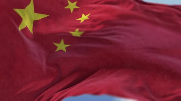 Drapeau National Chine Sur Mât Drapeau Agitant Dans Vent Sur — Video